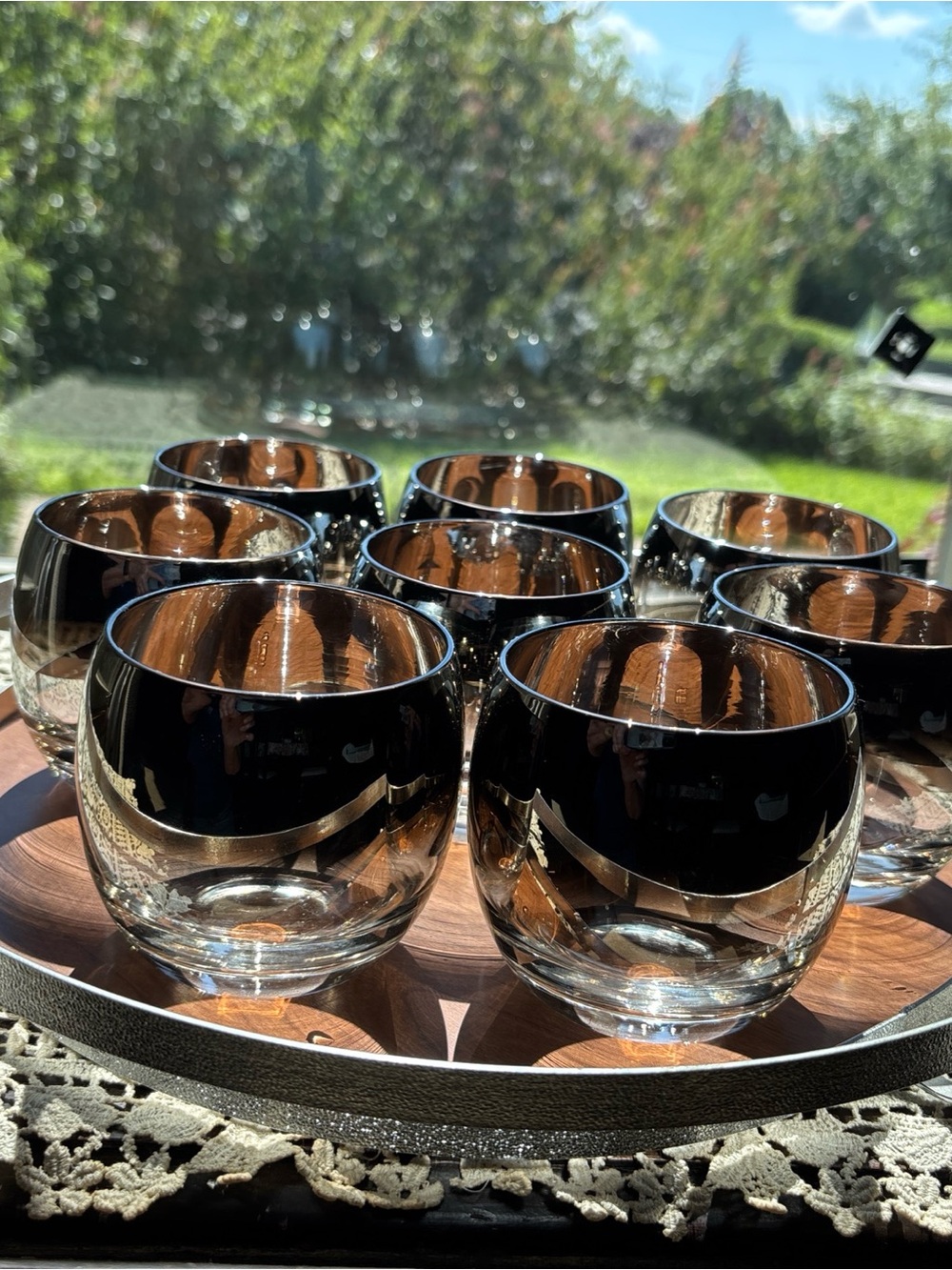 Smoky Black Roly Poly Glass Low Ball Bar Glasses Tumbler Set - 8-Piece